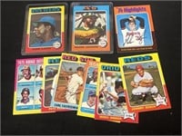 (9) 1975 Baseball Stars & Rookies- Aaron, Jackson