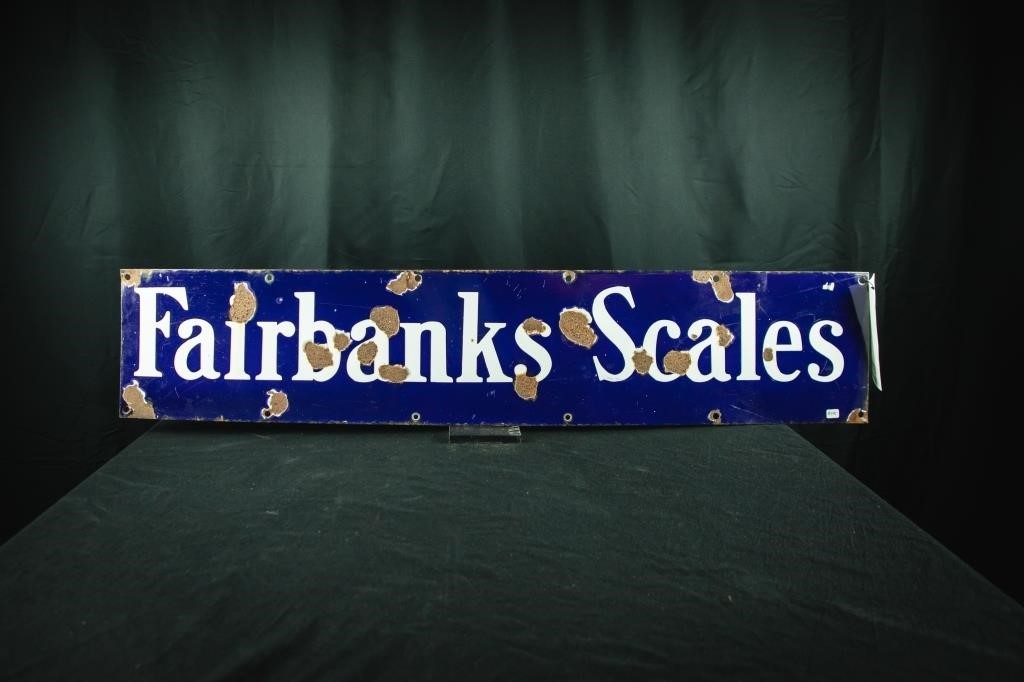 Porcelain Single Side Fairbanks Scales Sign