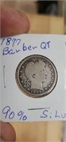 1897 barber silver quarter