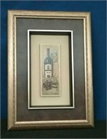 Framed Picture Wine Bottle / Grapes, Approx.