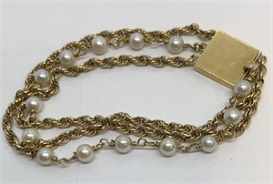 14KT Gold & Pearl Bracelet