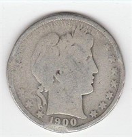 1900 P US Barber Half Dollar Coin 90% Silver
