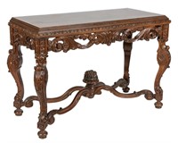 Carved Walnut Console Table