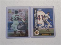 LOT OF 2 BARRY BONDS SIGNED CARDS WITH COA
