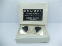 Large .925 Silver & ONYX vintage Rumors Earrings