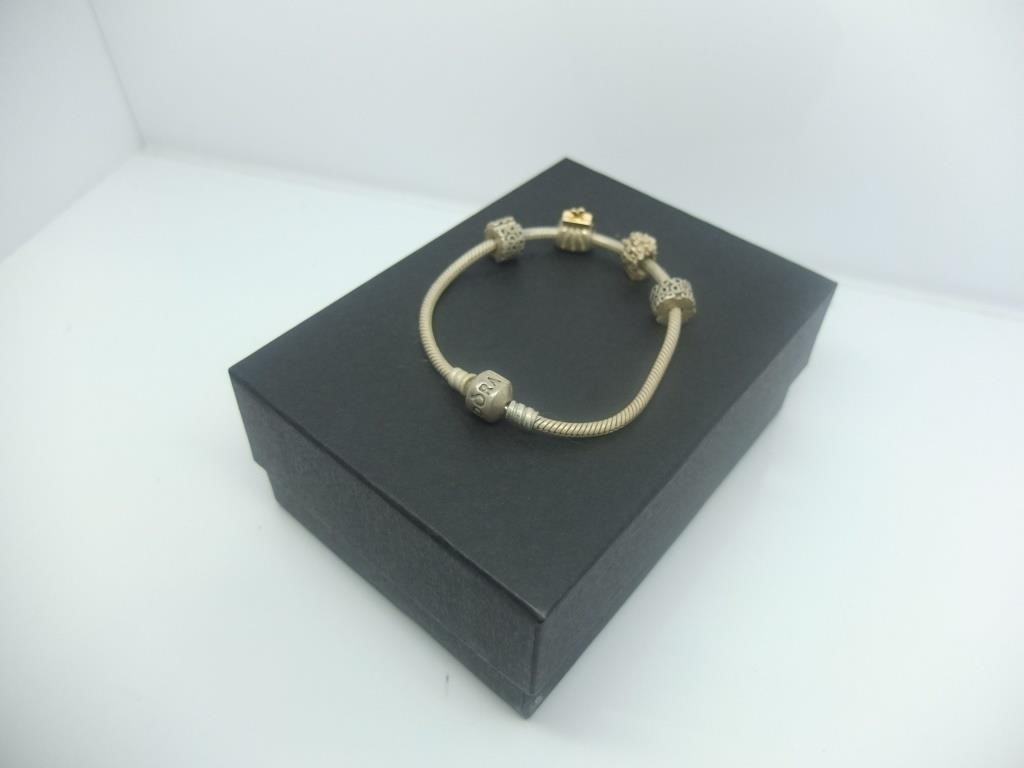 PANDORA .925 Silver Bracelet w/ Charms