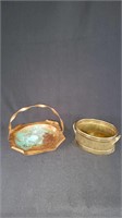 Copper Hammered Plate & Brass Oval planter