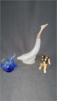 Glass Swan, Ceramic German Shephard, Avon Dolphin