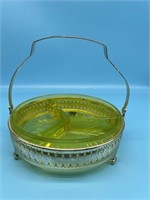 Vintage Condiment Dish With Caddy