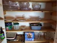 Contents of 4 shelves clear glass and more