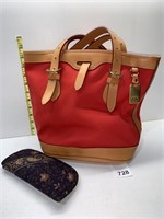 DOONEY & BOURKE RED CANVAS/LEATHER CABRIOLET