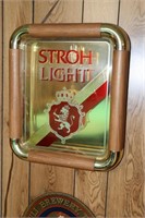 Stroh Light Beer Mirror Bar Sign 13.5" X 16"