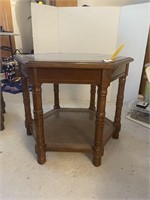 23 1/2x21H Octagon Table W/ Caned & Glass Shelves