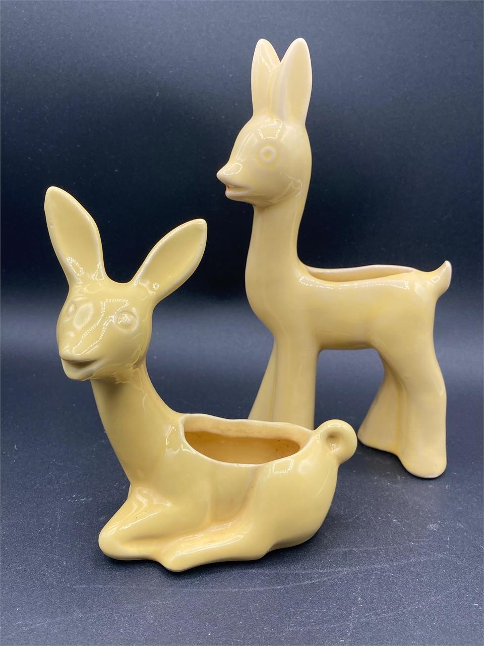 Mid Century Modern Porcelain Deer Planters