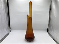 Large Vintage Mid-Century Swung Vase/Amber