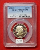 1981 S Susan B Anthony Dollar T-1 PCGS PR70 DCAM