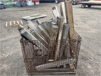 Metal bin of wood