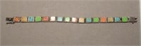 Sterling Link Bracelet w/ Colorful Polished Stones
