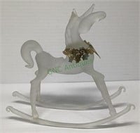 Delicate frosted glass rocking unicorn measuring