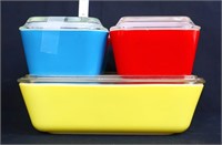 Vntg Pyrex primary colors 4 piece fridge dish set
