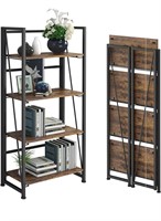 $130 No-Assembly Folding Bookshelf Storage4 Tiers