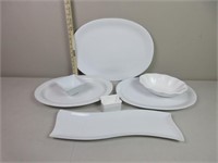 White Ceramic Serving Platters & Bowls
