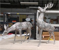 LARGE ALUMINUM DEER - DOE & BUCK