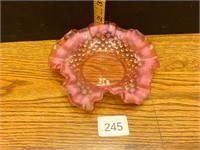 Vintage Fenton Hobnail Ruffled Cranberry Candy