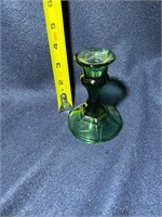 Vintage Dark Green Pressed Glass Candle holder