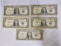 5 $1 Silver Certificates