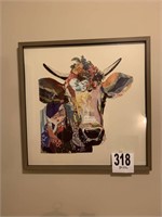 26x26" Matted & Framed Cow Print