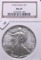 1990 NGC MS69 SILVER EAGLE