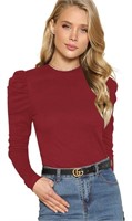New
Women's Solid Puff Sleeve Crew Neck Casual T