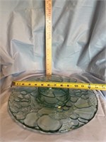 vintage aqua glass serving tray