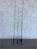 3 Fishing Poles W/Reels,