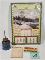Ratmeyer Oil Can & 1938 Calendar