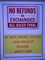 No Refunds or Exchanges All Sales Final