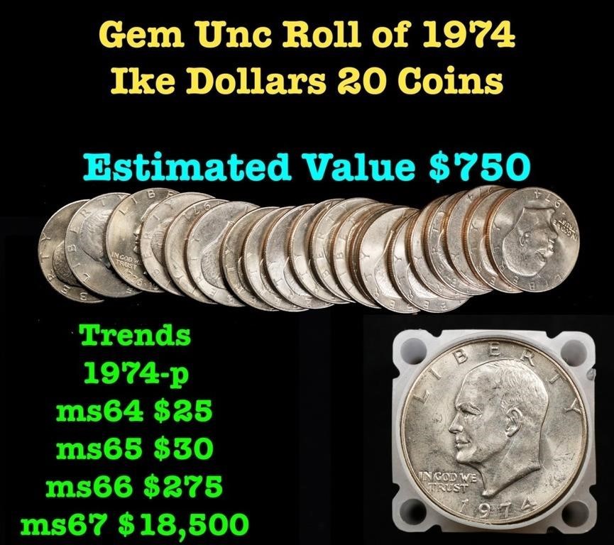 Eisenhower $1 Roll 25pcs, 1974-p