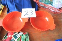 pair of orange depression bowls
