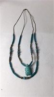 Native American Turquoise &. Silver Necklace UJC