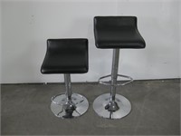 Two Adjustable Black Stools Chairs See Info