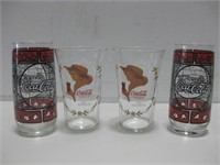 Four Vtg Coca-Cola Glasses Tallest 5.5"