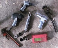 (2) Pipe wrenches, (4) Air tools including