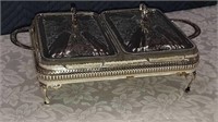Silver-plate serving tray 2 Inserts 12"X 9.5" X 4"