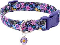 Small pet collar Purple Floral Colored