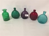 Lot of 5 Misc Colored Bottles, All - 6" +/-