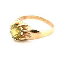 12K Yellow Gold and Green Peridot Men's Ring