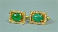 18K JADE & DIAMOND CUFFLINKS