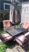 Patio set with 4 chairs and umbrella