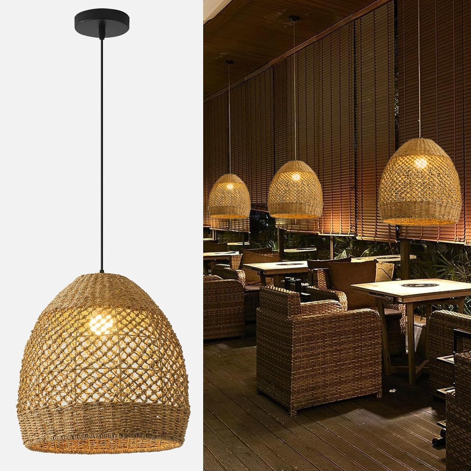 13.77 Rustic Rattan Pendant Light